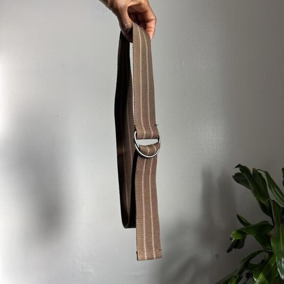 Vintage unisex brown canvas D-ring belt - Picture 2 of 3